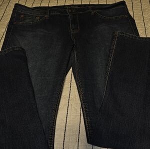 Womens Source Of Wisdom 78%cotton W/spandex Stretch Bootcut Dark Wash Jeans